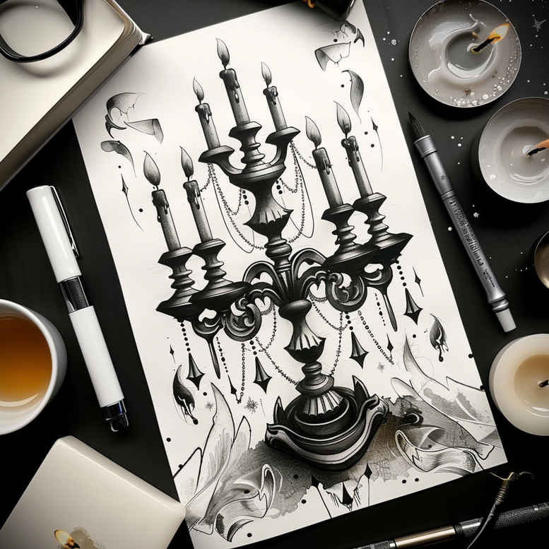 candles tattoo design ideas Realism organic structure decorative candles symbolising courage