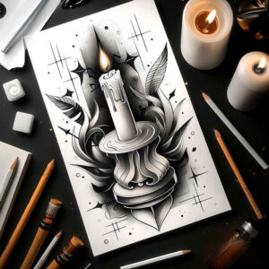 candles tattoo design ideas luminous delicate drips shows determination