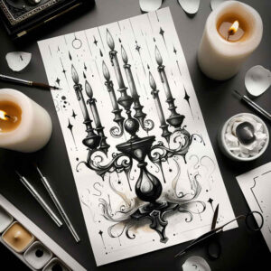 candles tattoo design ideas Surrealism symbolism flickering shadows symbol of strength
