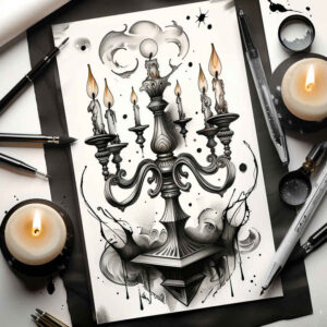 candles tattoo design ideas saturated hues gentle illumination for thigh