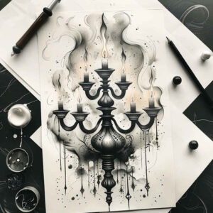 candles tattoo design ideas soft shadows glowing aura for spine