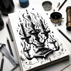candles tattoo design ideas Realism skin texture glowing embers for back