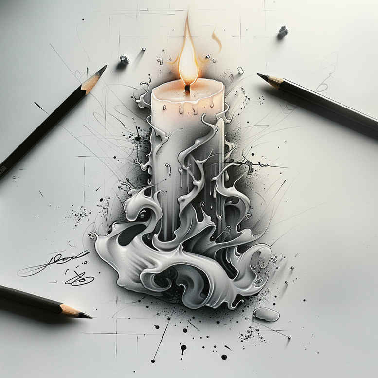 candles tattoo design ideas Realism clean background meditative symbols symbolising perseverance