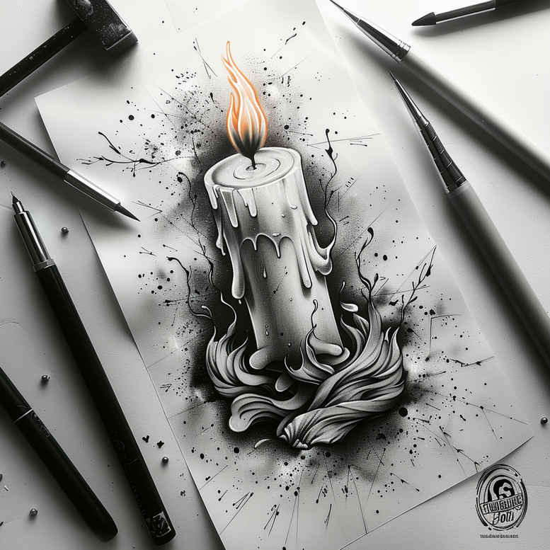 candles tattoo design ideas Surrealism unreal melting wax for fingers