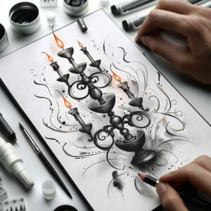 candles tattoo design ideas artistic shading melting wax for shin