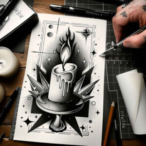 candles tattoo design ideas Surrealism imaginative melting wax shows resilience