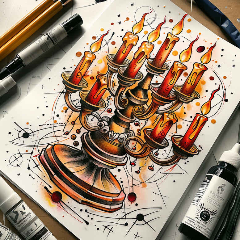candles tattoo design ideas sharp-focus natural flame embodying determination
