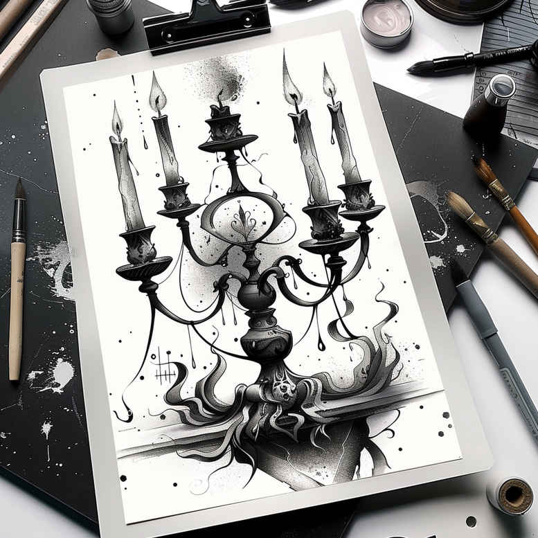 candles tattoo design ideas Realism visual truth natural flame for lower thigh