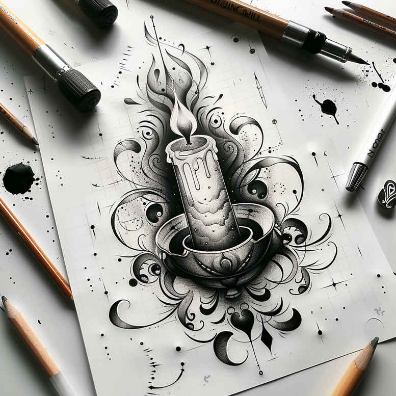 candles tattoo design ideas atmospheric ritual light for lower leg