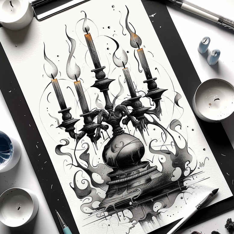 candles tattoo design ideas ultra-detailed soothing light represents perseverance