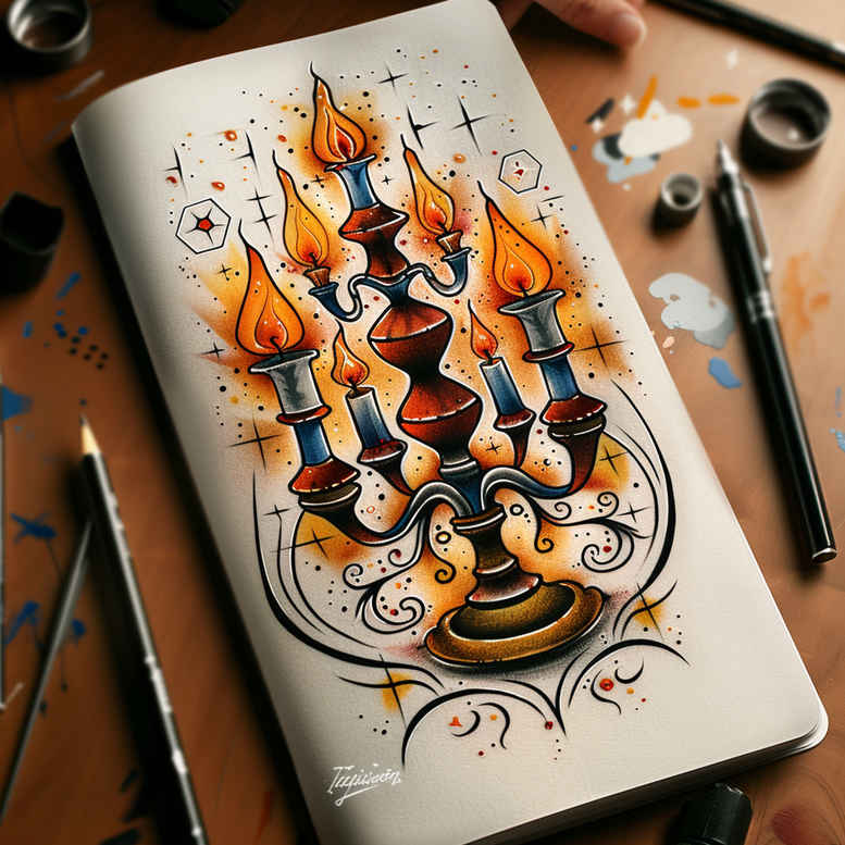 candles tattoo design ideas Surrealism fragmentation soothing light shows perseverance
