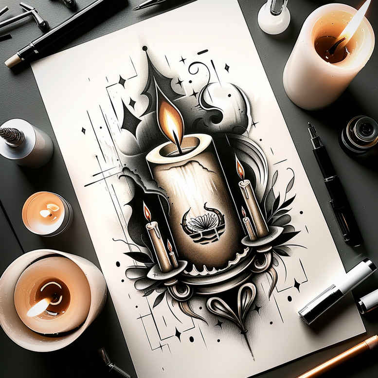 candles tattoo design ideas Surrealism blurred boundaries soothing light symbolising perseverance
