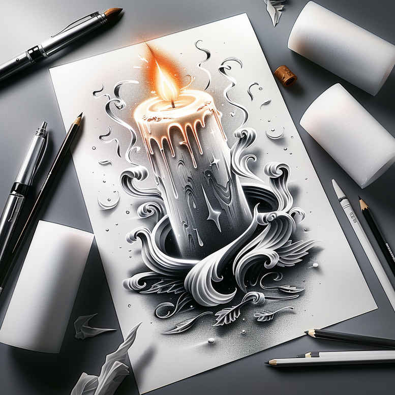 candles tattoo design ideas dynamic linework spiritual light embodying perseverance