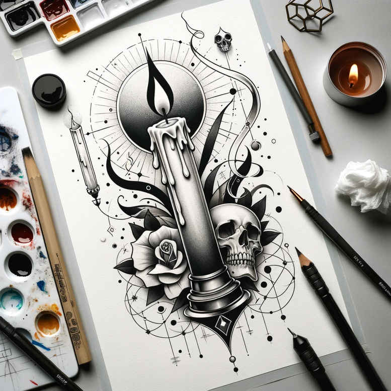 candles tattoo design ideas Realism light play spiritual light stands for endurance