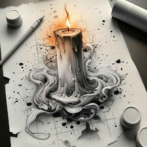 candles tattoo design ideas Surrealism enigmatic light warm ambiance for ankle