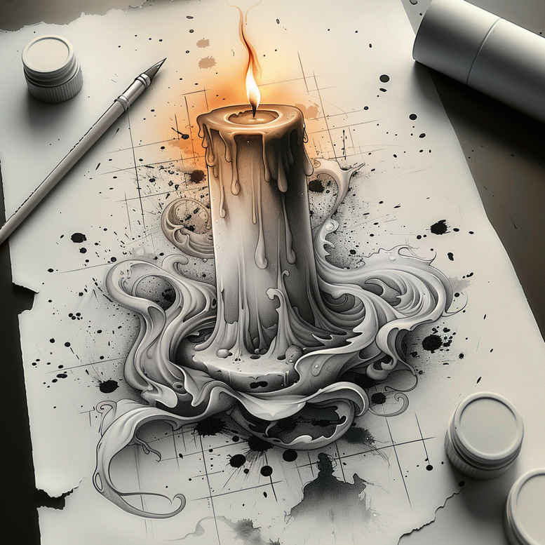 candles tattoo design ideas Surrealism enigmatic light warm ambiance for ankle