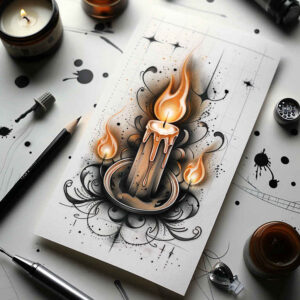 candles tattoo design ideas Realism natural contrast warm ambiance for hand