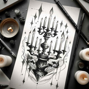 candles tattoo design ideas Surrealism psychological depth warm ambiance shows strength