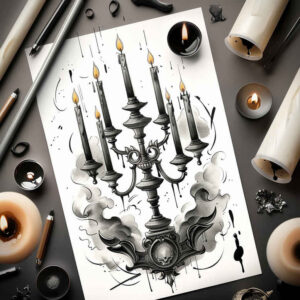 candles tattoo design ideas Realism optical depth warm light for upper thigh