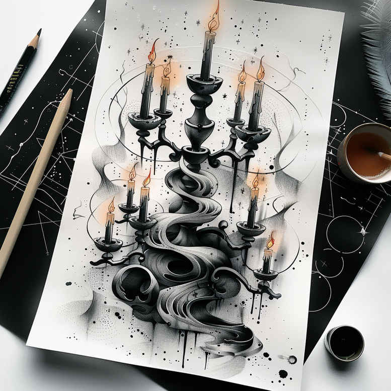 candles tattoo design ideas structured design warm tones represents determination