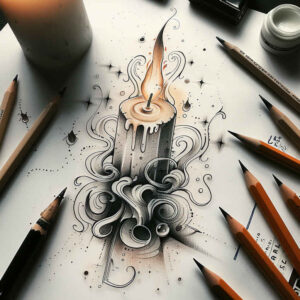 candle-glow-optical-depth-for-calf – tattoo design ideas free ai generated – Gallery: candles-inkby-ai