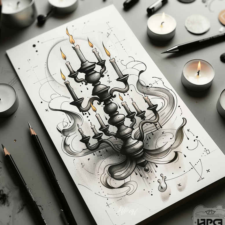 spiritual-candle-light-reflections-for-upper-shoulder – tattoo design ideas free ai generated – Gallery: candles-inkby-ai