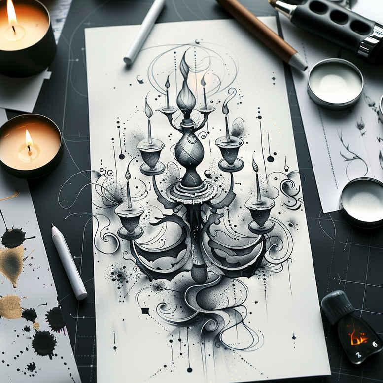 mystical-candle-depth-shading-for-upper-thigh – tattoo design ideas free ai generated – Gallery: candles-inkby-ai