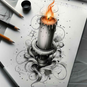 candle-true-to-life-for-upper-thigh – tattoo design ideas free ai generated – Gallery: candles-inkby-ai