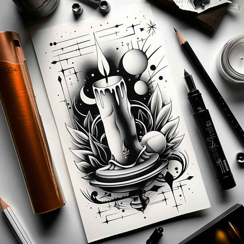 candle-flame-micro-realism-for-forearm – tattoo design ideas free ai generated – Gallery: candles-inkby-ai