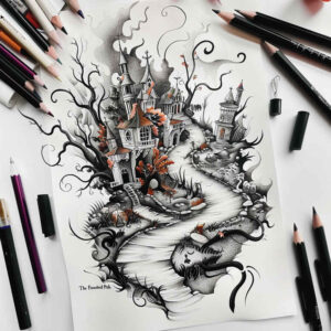 gothic-castle-ghostly-depth-of-field – tattoo design ideas free ai generated – Gallery: castles-inkby-ai