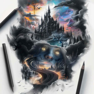 noble-castle-ghostly-natural-tones – tattoo design ideas free ai generated – Gallery: castles-inkby-ai