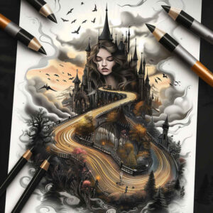fortress-ruins-moody-realistic-movement – tattoo design ideas free ai generated – Gallery: castles-inkby-ai