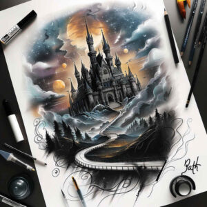 castle-defense-silence-fine-lines – tattoo design ideas free ai generated – Gallery: castles-inkby-ai