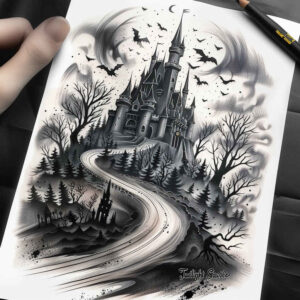 castle-watchtower-occult-light-and-shadow-play – tattoo design ideas free ai generated – Gallery: castles-inkby-ai