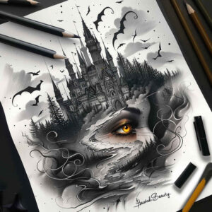 castles tattoo design ideas Surrealism timeless battlements symbol of strength