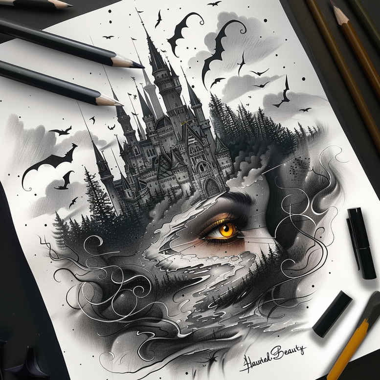 castles tattoo design ideas Surrealism timeless battlements symbol of strength