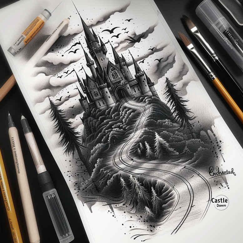 castles tattoo design ideas refined lines castle ruins stands for resilience
