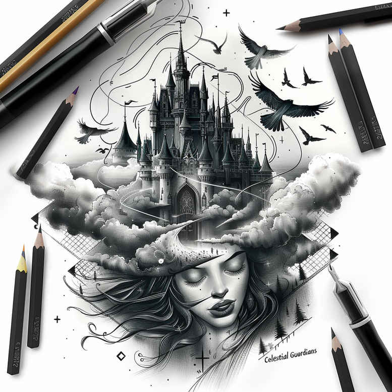 castles tattoo design ideas clean fill defensive structures symbolising perseverance