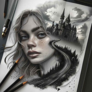 castles tattoo design ideas soft-focus dramatic shadows symbolising courage
