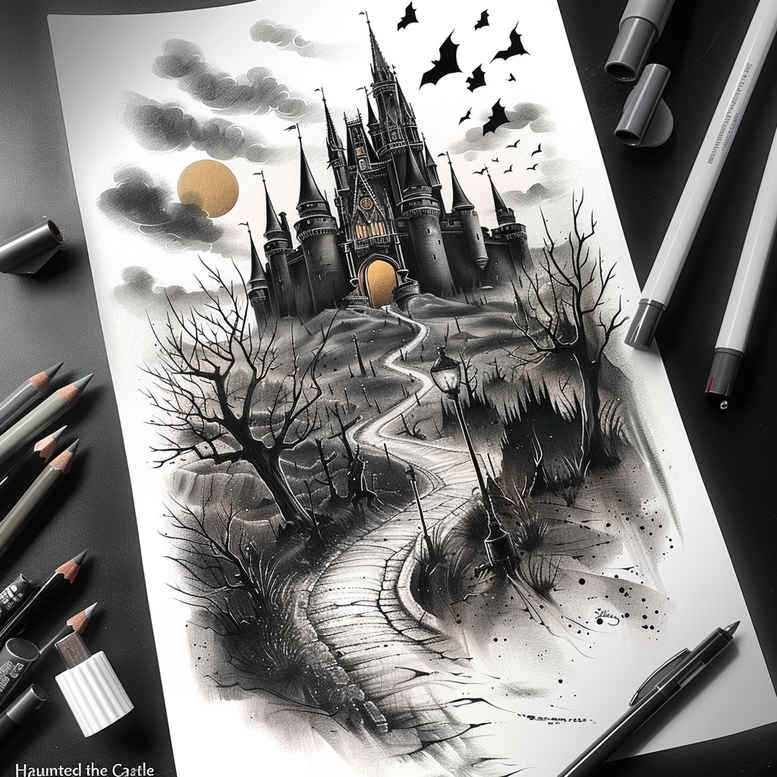 castles tattoo design ideas Realism visual accuracy flag banners for ribs