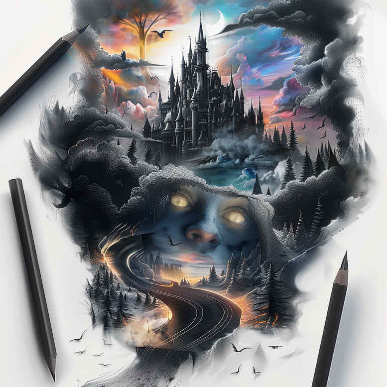 castles tattoo design ideas Realism realistic structure fortified walls symbolising endurance