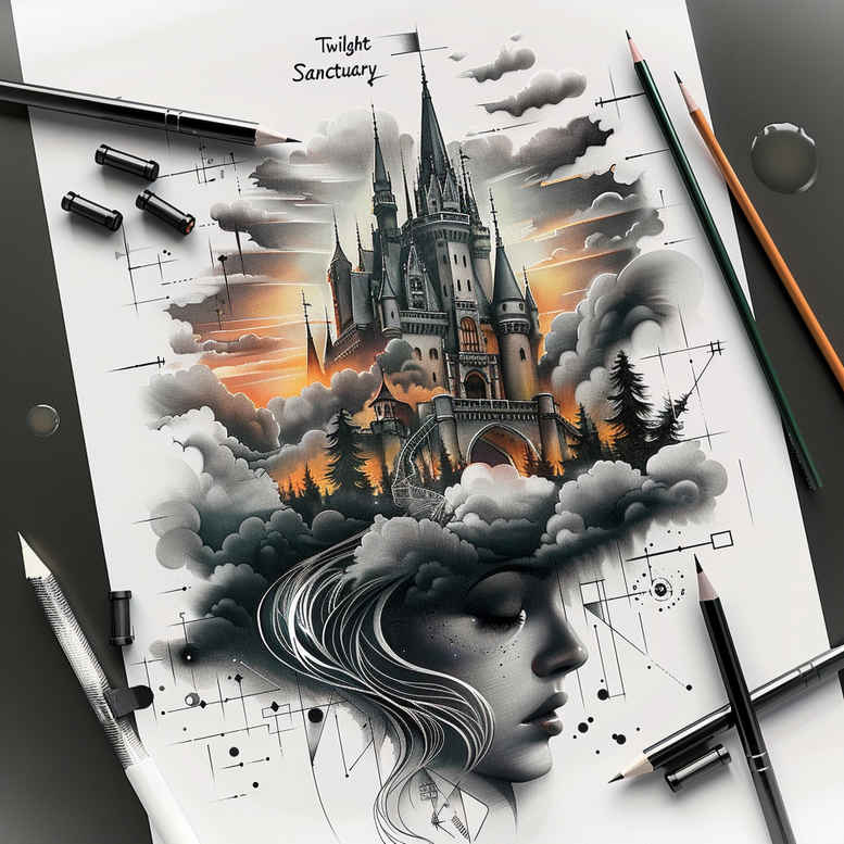 castles tattoo design ideas expressive lines moats for lower chest