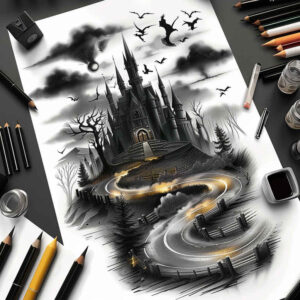 castles tattoo design ideas crisp stone carvings for shin