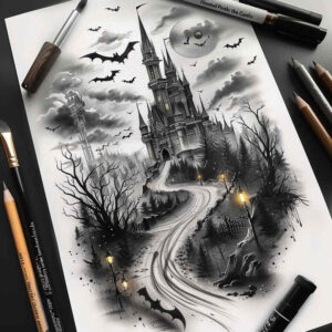 castles tattoo design ideas saturated hues stronghold motifs meaning strength