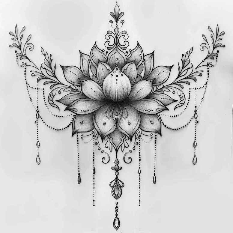 chain – tattoo design ideas free ai generated – realism-realistic-wrinkles – for-sternum – Gallery: chains-inkby-ai