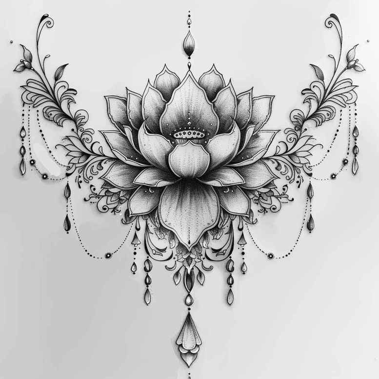 chains tattoo design ideas single color linked pattern for lower back