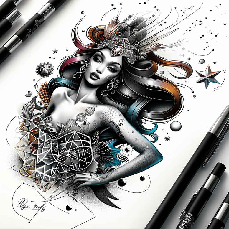 heroine-dimensional-ink-no-background – tattoo design ideas free ai generated – Gallery: characters-inkby-ai