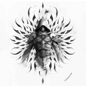 story-figure-clean-lines-subtle – tattoo design ideas free ai generated – Gallery: characters-inkby-ai