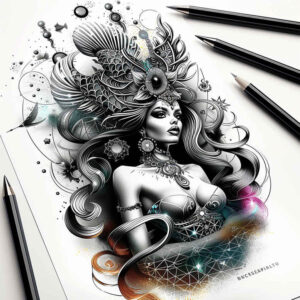 silhouette-mirrored-effect-fine-dot – tattoo design ideas free ai generated – Gallery: characters-inkby-ai