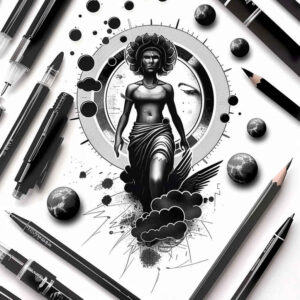 mythological-figure-rich-blacks-precise – tattoo design ideas free ai generated – Gallery: characters-inkby-ai